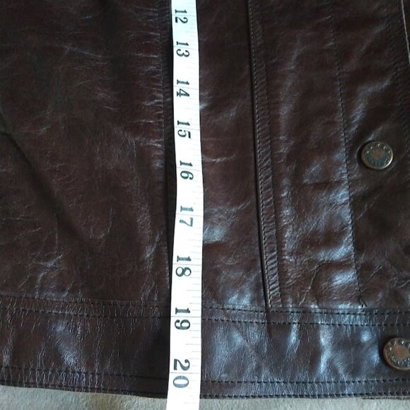 Hugo Buscati Leather Trucker Jacket Vintage Retro 70s Sz Med* Brown Snaps Lined - Picture 16 of 16